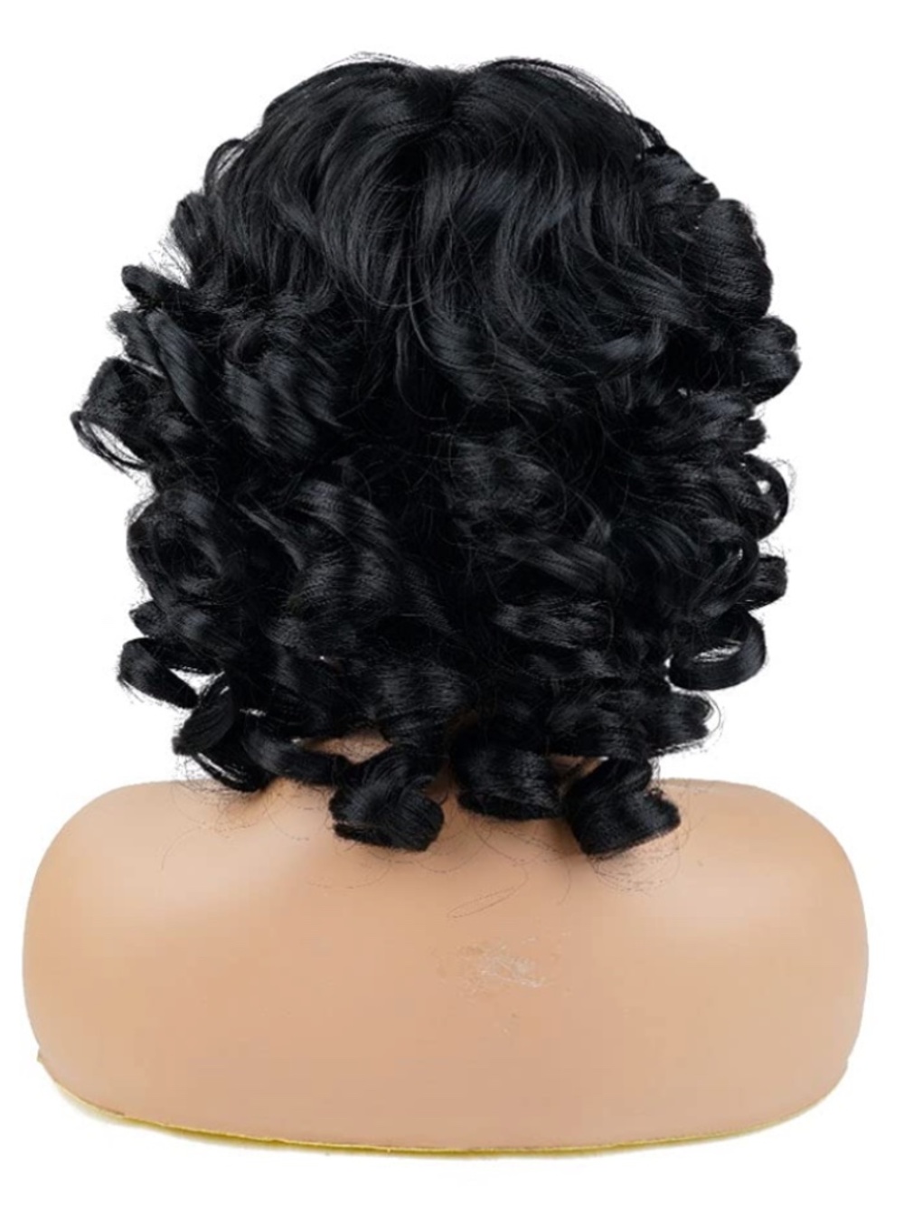 New In Box, Black Loose Curls Bob with Bangs Synthetic 14" Wig, and Wig Cap - Picture 3 of 6